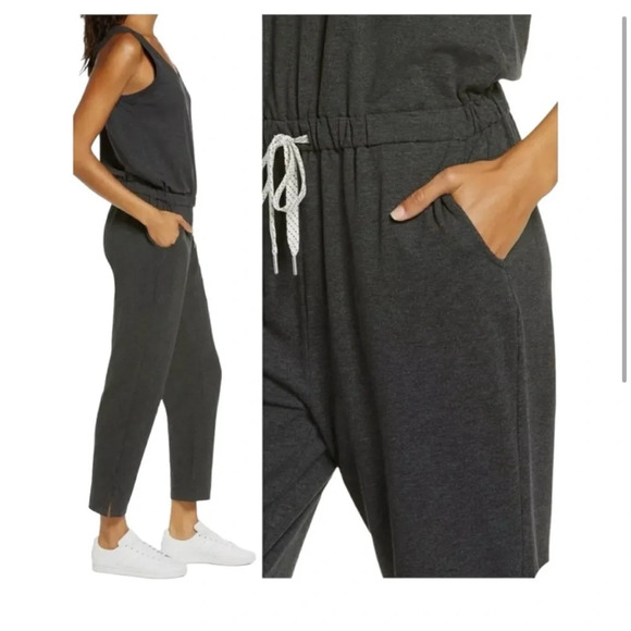 Zella Gwen Sleeveless Knit Summer Romper Jumpsuit in Grey NWT - Picture 2 of 8